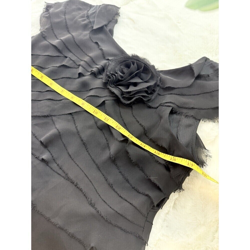 London Times Womens Size 16 Black Ruffle Tiered Raw Hem Cocktail Shift D… - Picture 11 of 15